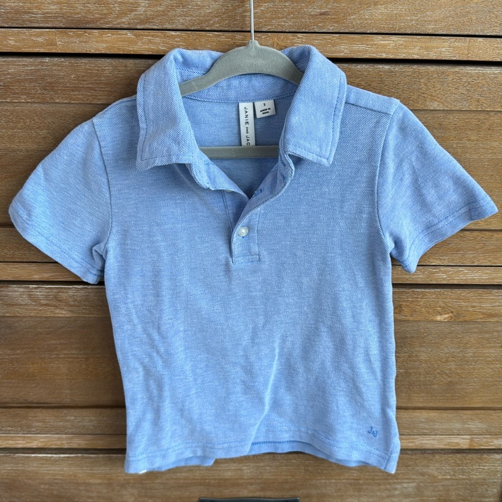 Janie and Jack Blue Classic Pique Polo Size 3